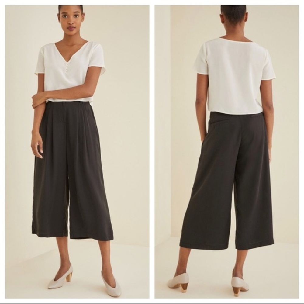 AMOUR VERT: Black Amadi Cropped Culottes Size XS